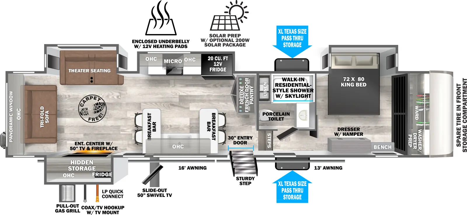 Hemisphere Fifth Wheels 35RE Floorplan